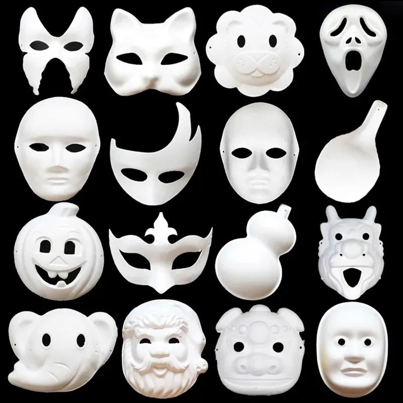 DIY Paper White Masks Create Artistic Craft Theater Halloween