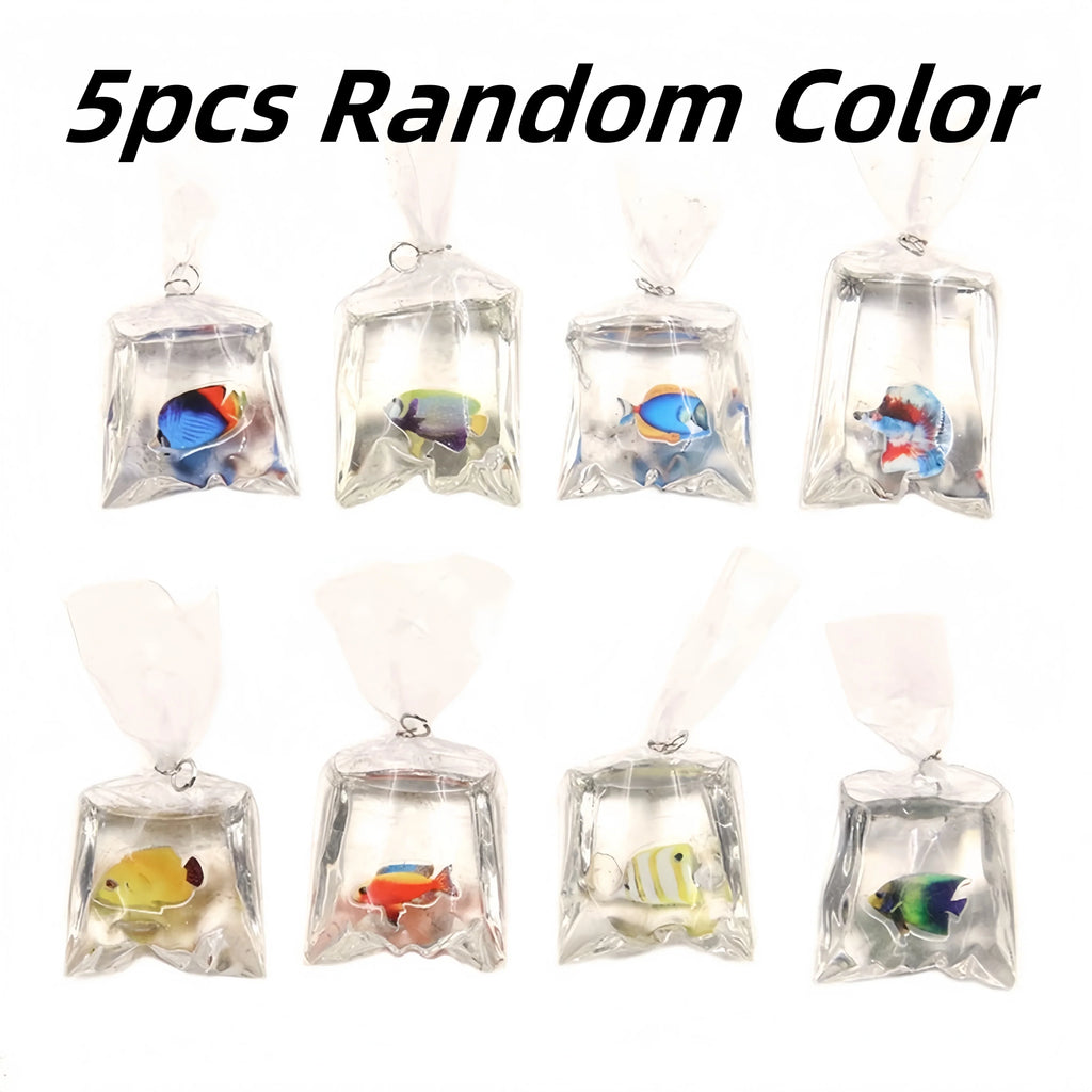 5-Pack Resin Goldfish Water Bag Charms for DIY Jewelry & Keychains