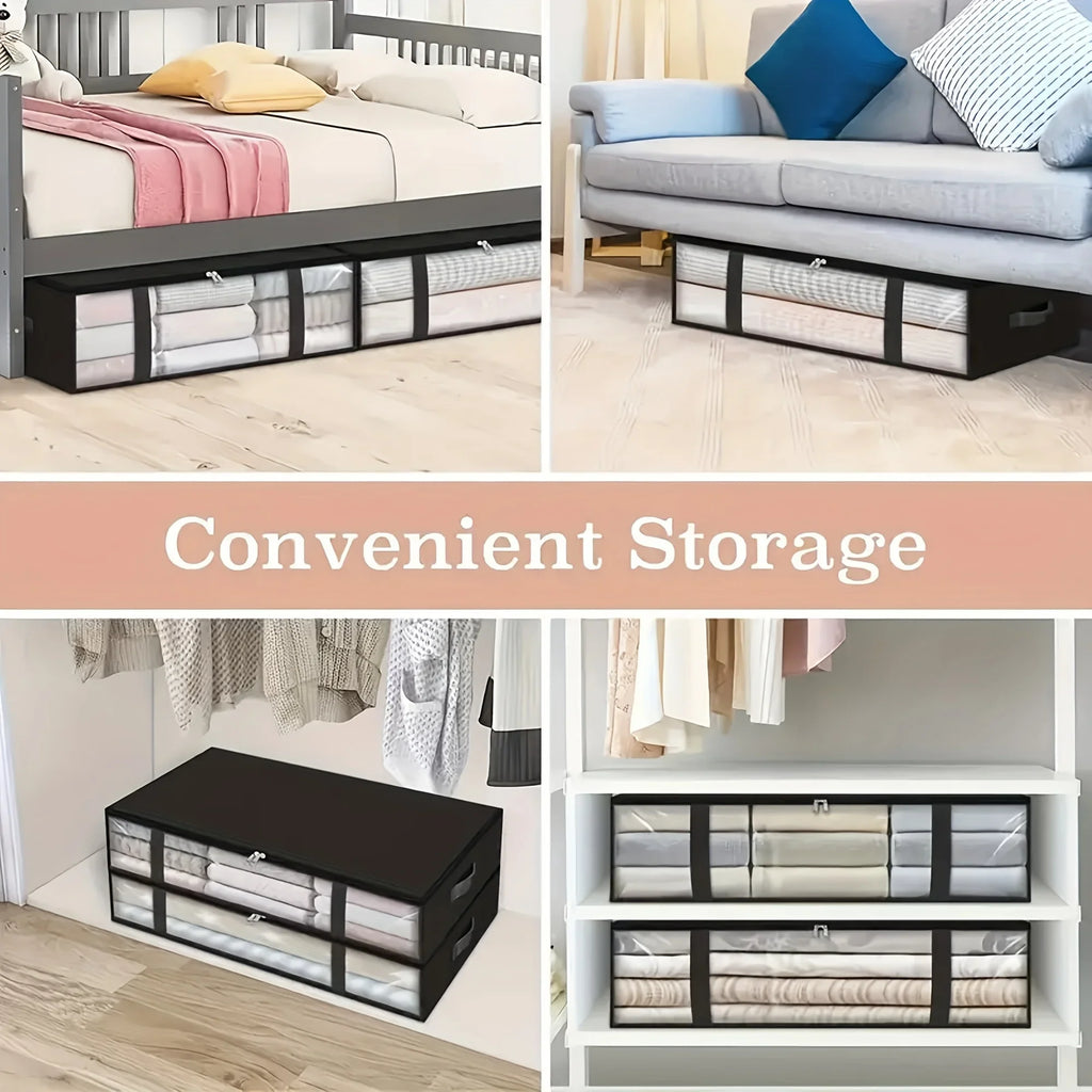 Large Under Bed Storage Bags Non-woven Clothes Organizer Clear Window