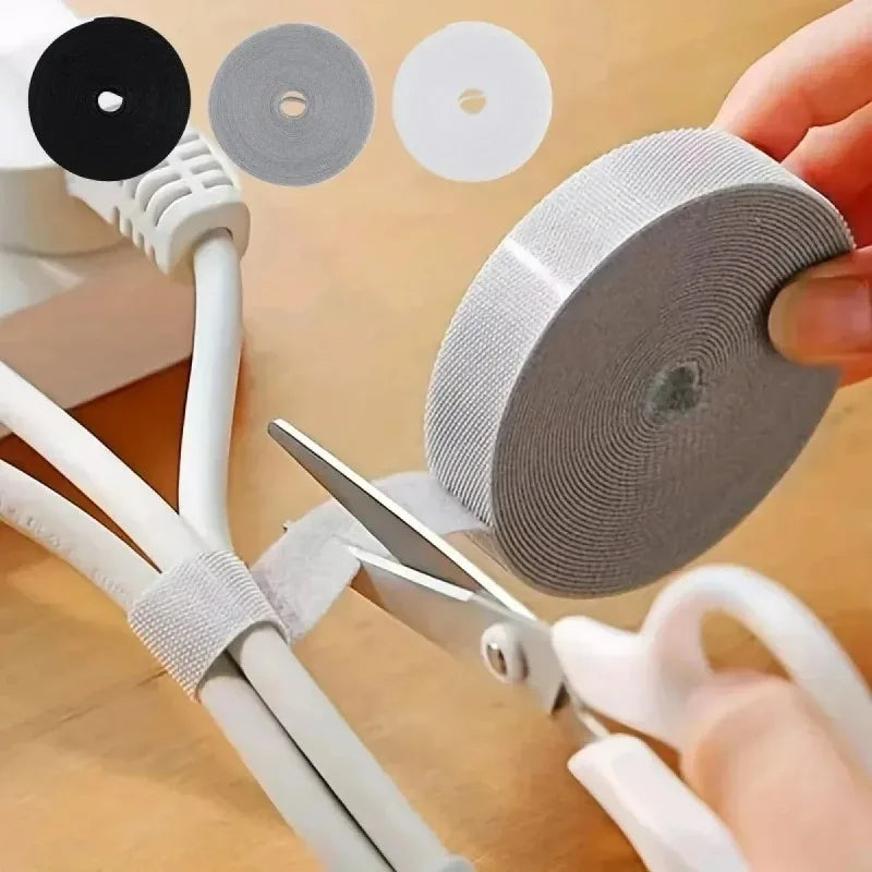 Hook & Loop Cable Ties – USB & Cord Organizer | Grey 1 PC