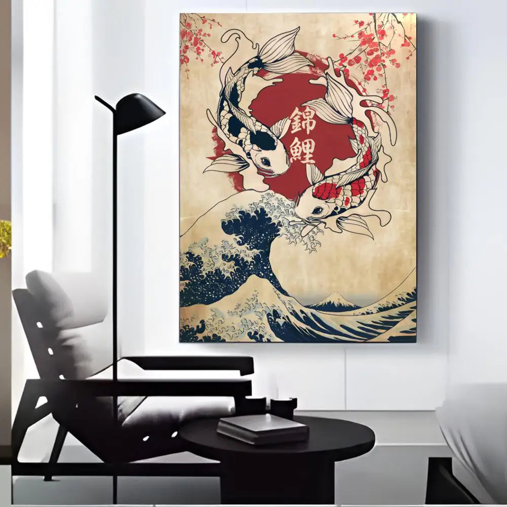 Lucky Koi Yin Yang Canvas Wall Art | HD Print Home Decor