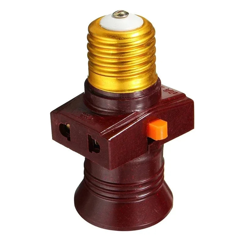 E27 Bulb Holder with Switch – 110V–240V LED Lamp Socket Adapter