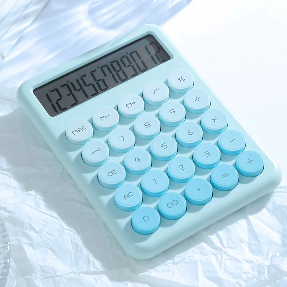 12-Digit Desktop Calculator | Big Round Buttons & Gradient Color