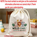 Personalized Wild One Jungle Birthday Favor Bags – Set of 4