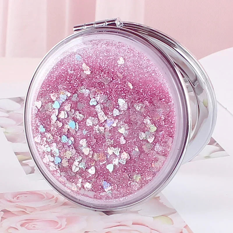 Double-Sided Compact Pocket Mirror | Sparkling Sand Design