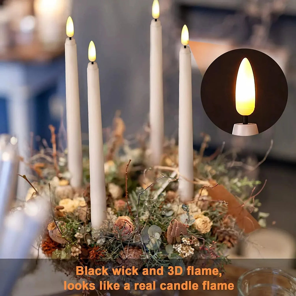 LED Flameless Taper Candles 11" Flickering | Remote & Timer