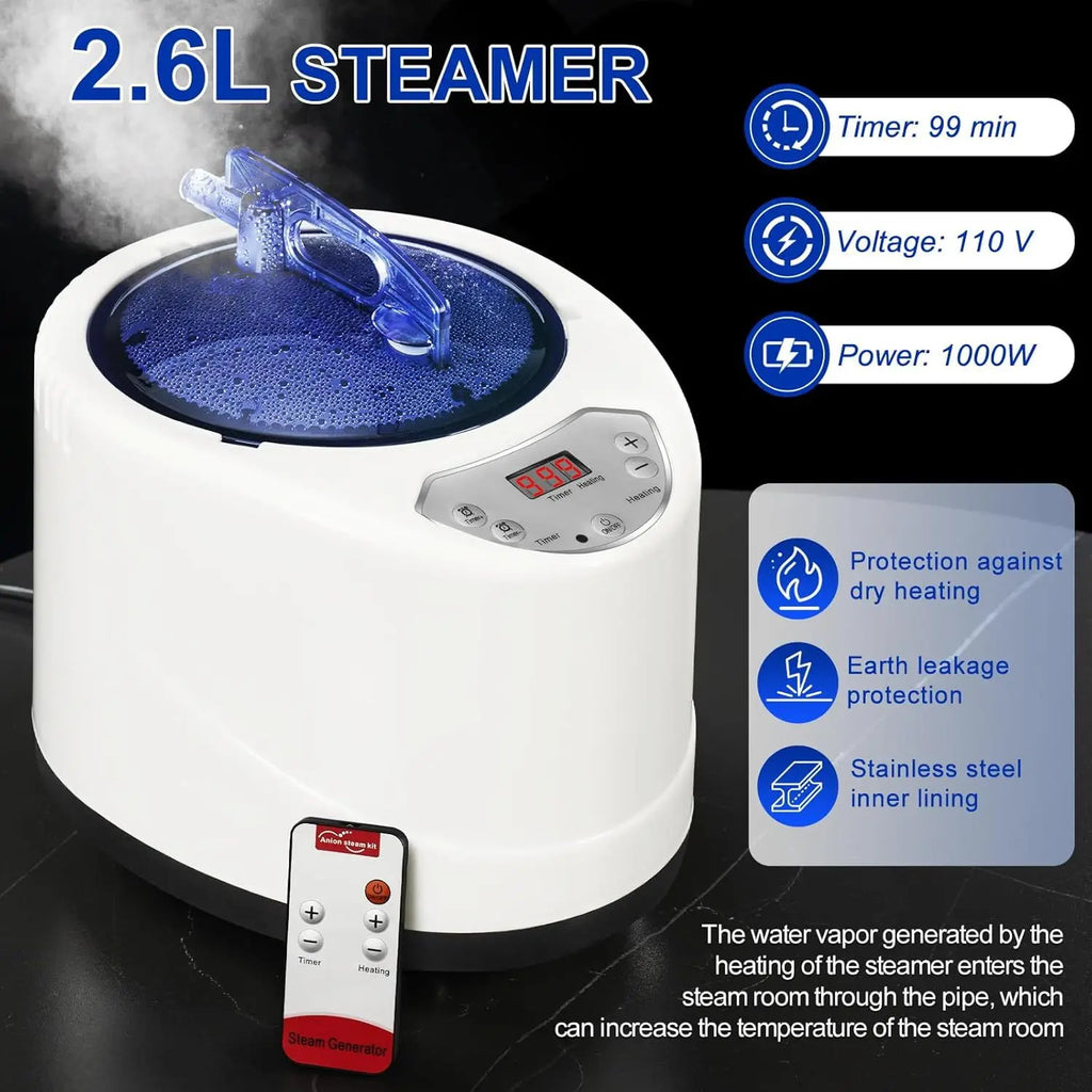 Portable Full Body Steam Sauna Spa – 4L 1500W Remote & Chair