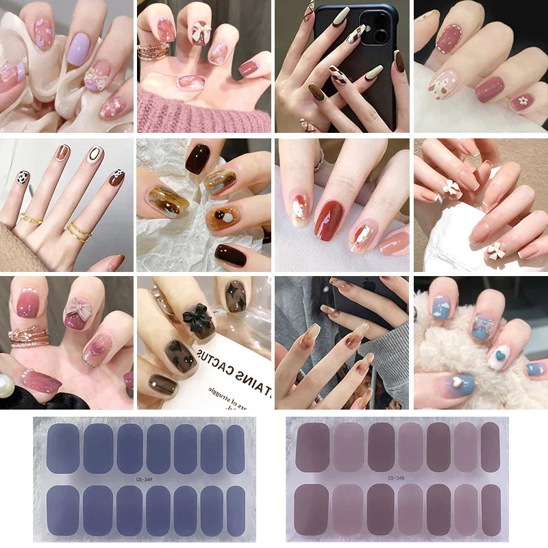 Waterproof Full Cover Nail Wraps – No-Lamp Nail Stickers 14pc