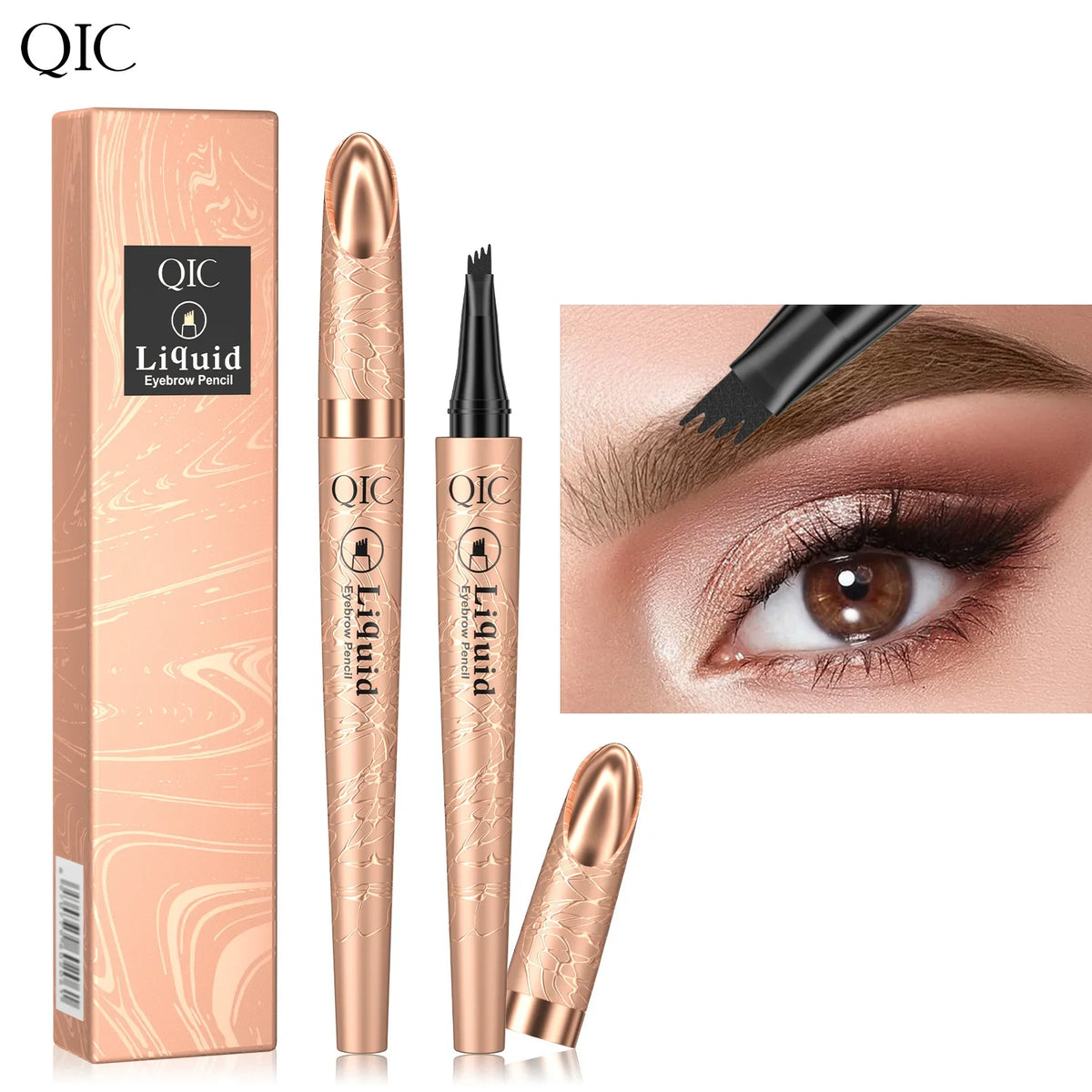 QIC 4-Tip Microblading Eyebrow Pen – Waterproof, 4 Colors