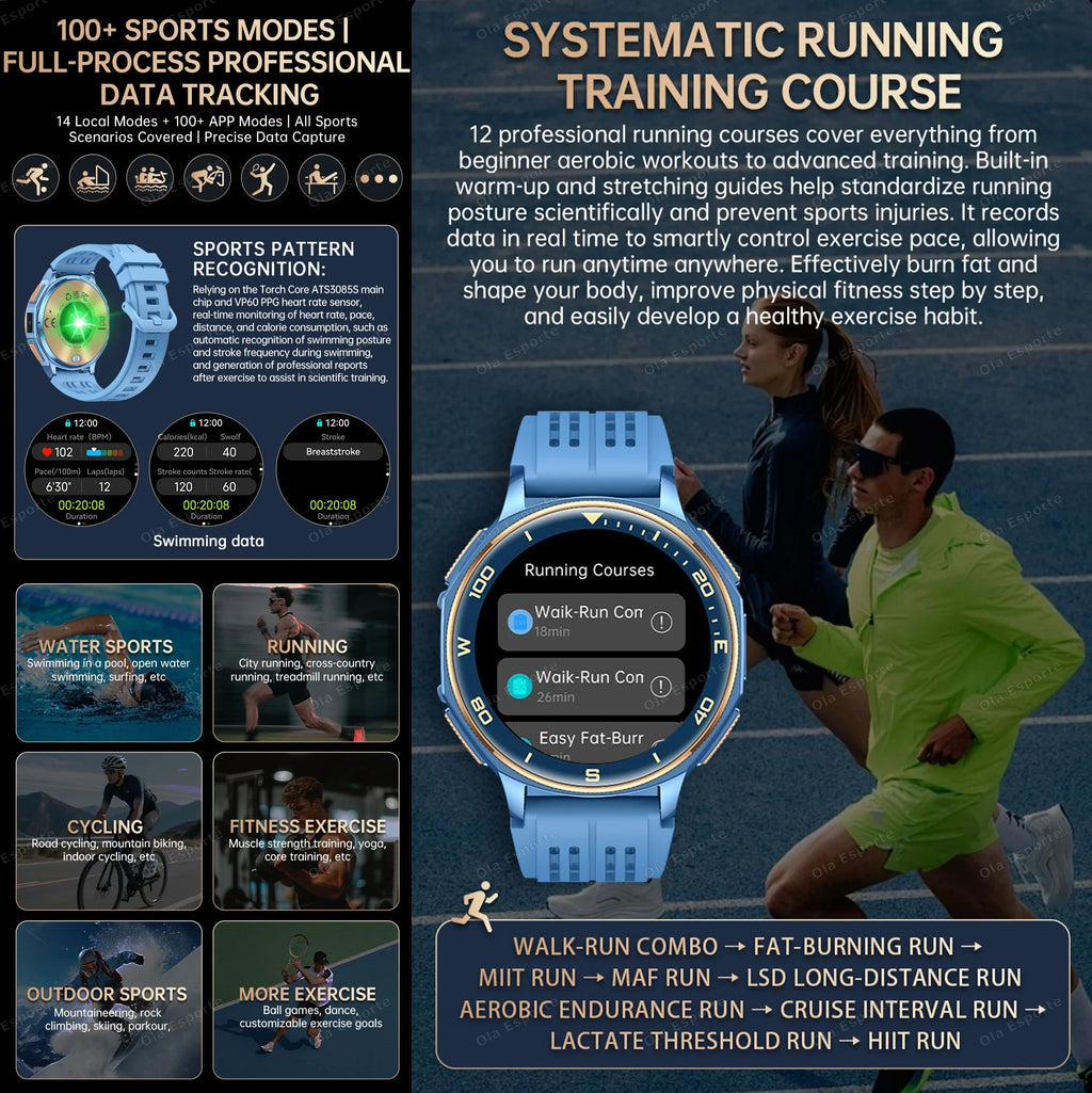 Ola Esporte GPS Smartwatch 1.43" AMOLED 500mAh 3ATM Sport