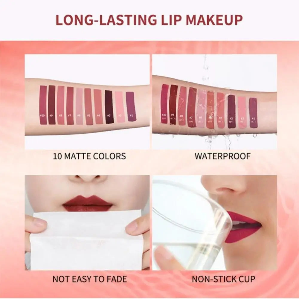 Lakerain Velvet Matte Lip Glaze Set – Waterproof, 5-Piece