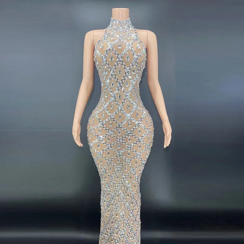 Rhinestone Maternity Evening Gown | Baby Shower Photoshoot Dress