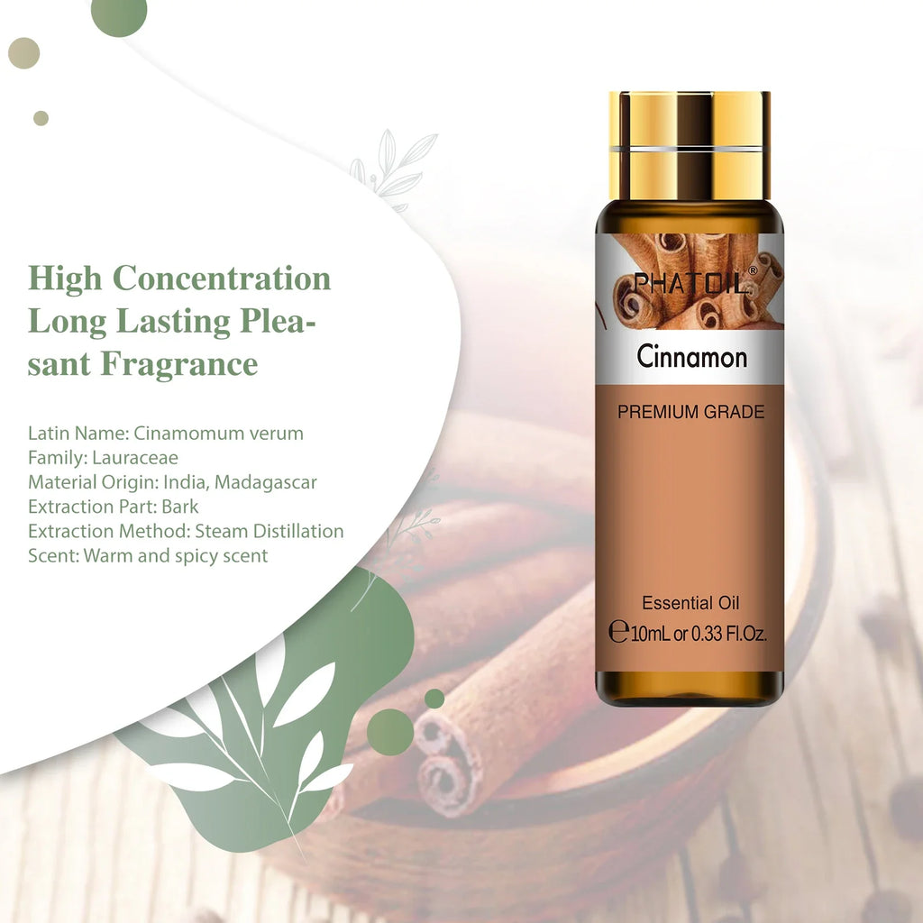 PHATOIL 10ml Pure Cinnamon Essential Oil for Diffuser & Spa
