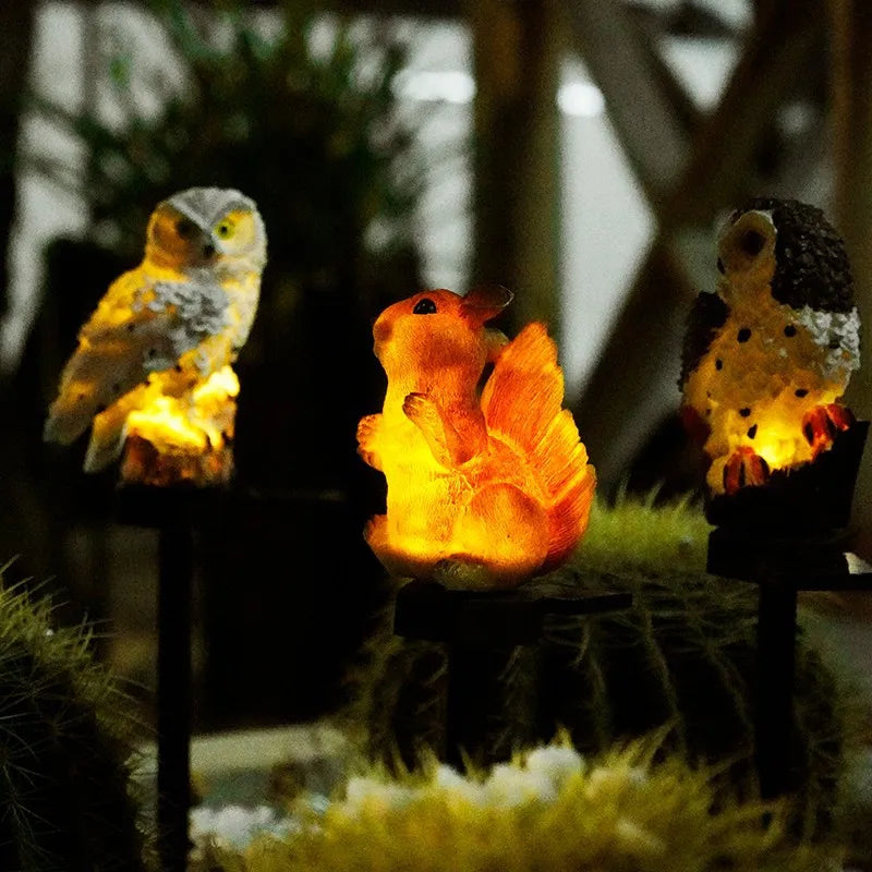 Solar Outdoor Resin Owl Lamps Animal-shaped Decorative Garden Villa