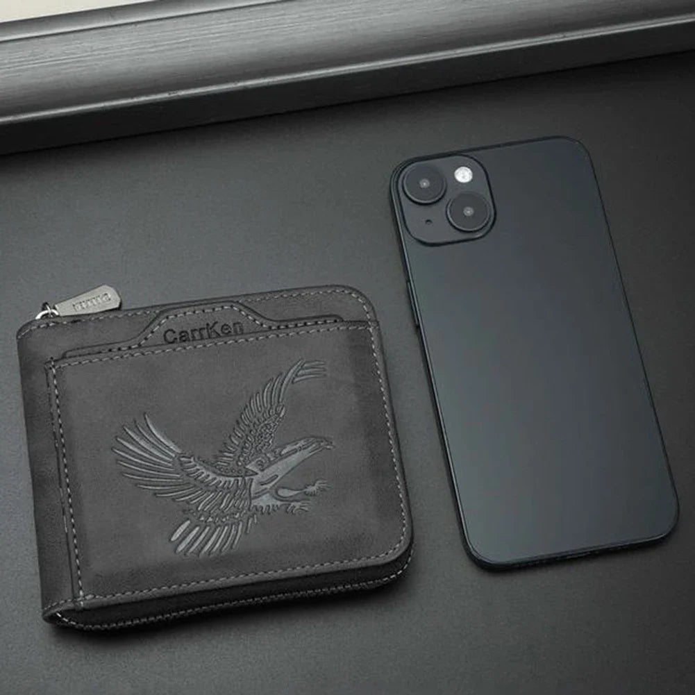 Men's Vintage Eagle-Embossed PU Leather Multi Card Wallet