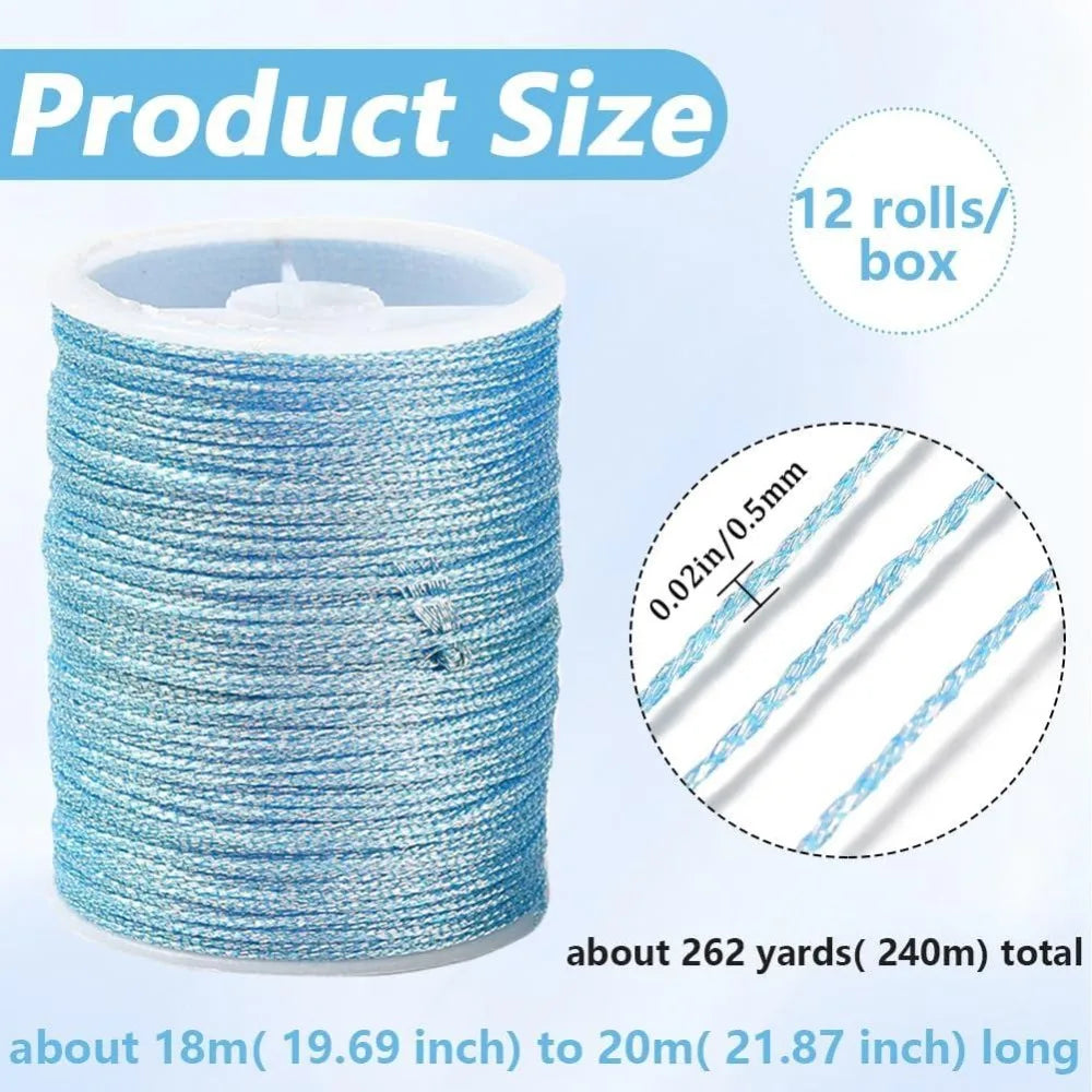 12-Color Metallic Polyester Thread Set – Kumihimo & Macramé Cord