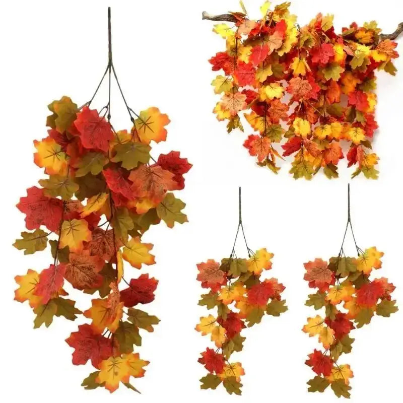 Halloween Simulated Maple Leaf Vine Wall Hanging Autumn Party Rattan