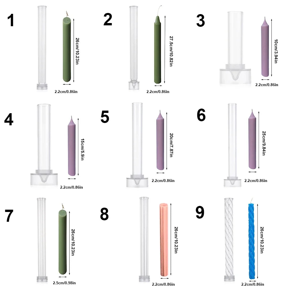 Handemade Candle Making Mould Long Rod Mold Hard Acrylic Thin DIY