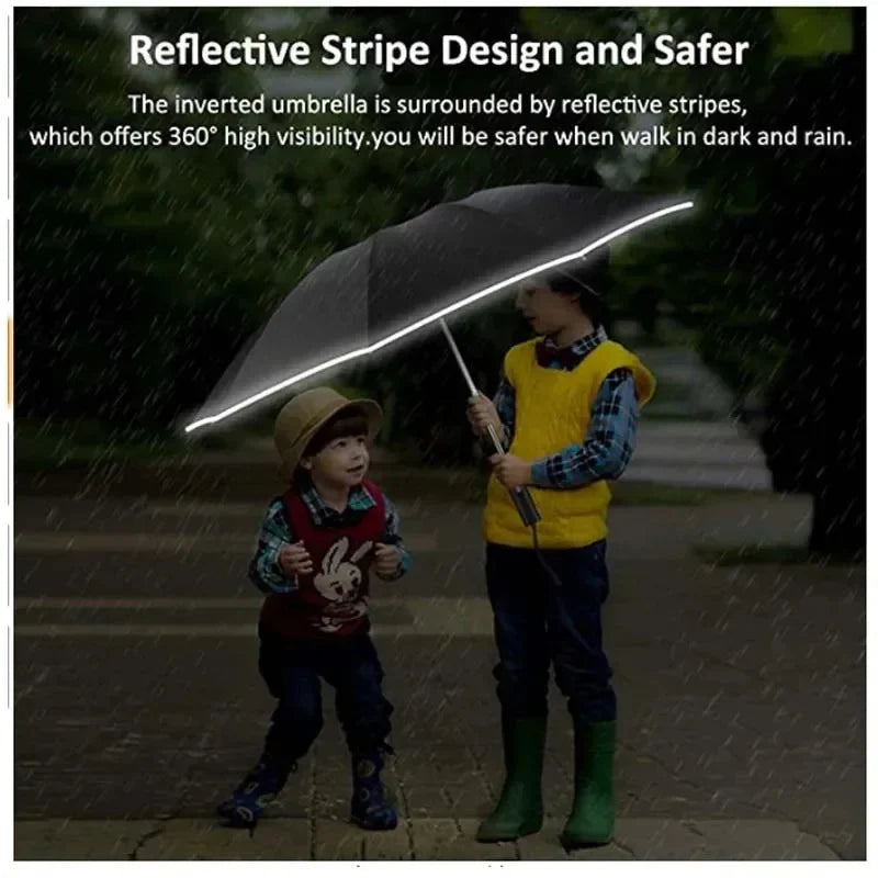 Windproof Reflective Auto Folding UV Umbrella | Compact Parasol