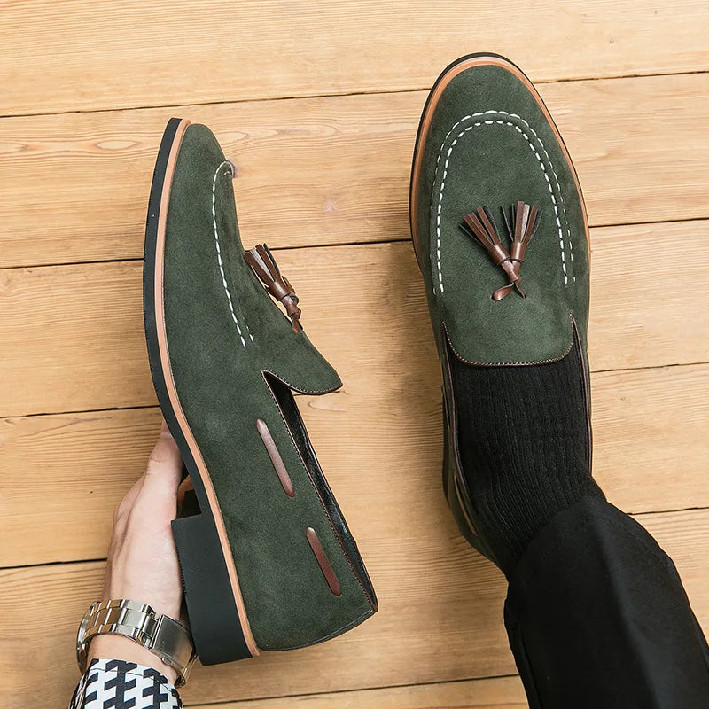 Men's British Tassel Loafers – Slip-On Genuine Leather Dress Shoes