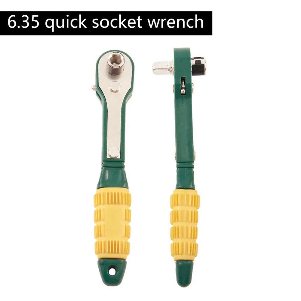 Mini 1/4" Quick Ratchet Wrench Set – Sockets 5–13mm & Bits