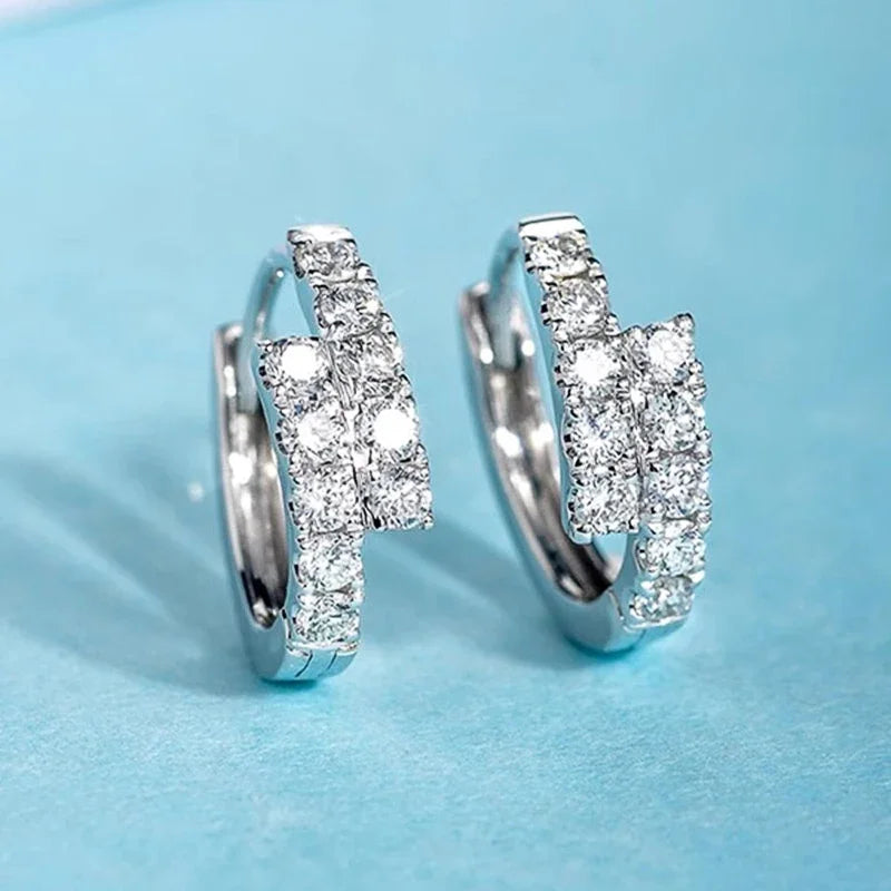 Huitan Cubic Zirconia Shiny Hoop Earrings for Women
