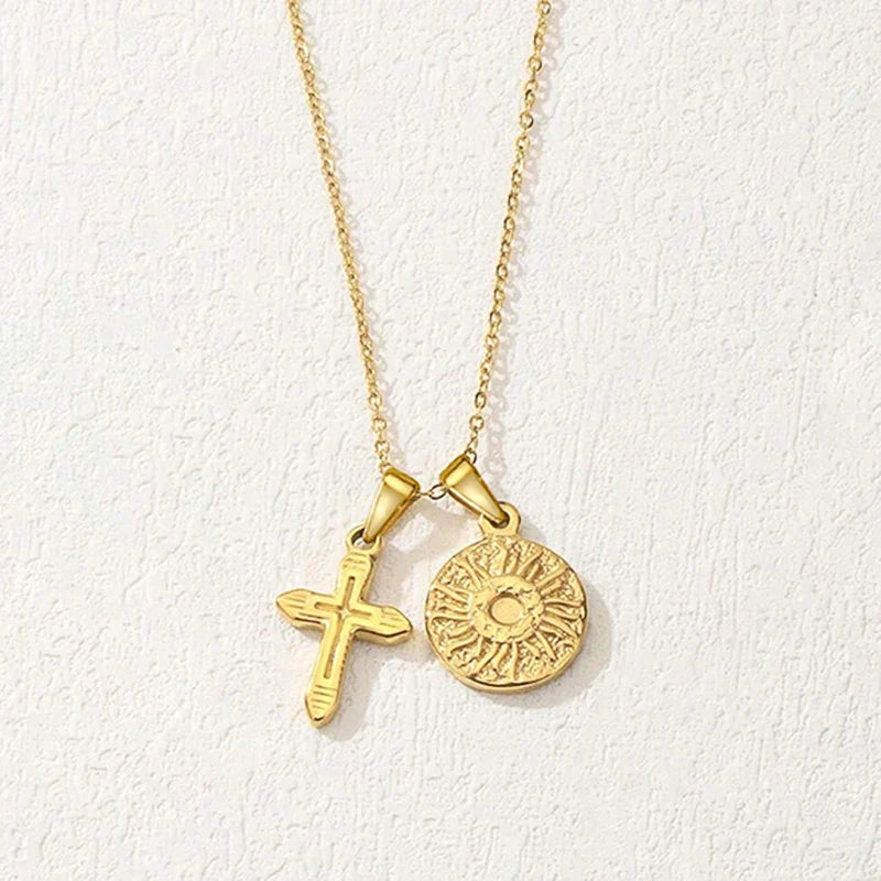 Huitan Double Pendant Necklace – Hip Hop Party Jewelry Women