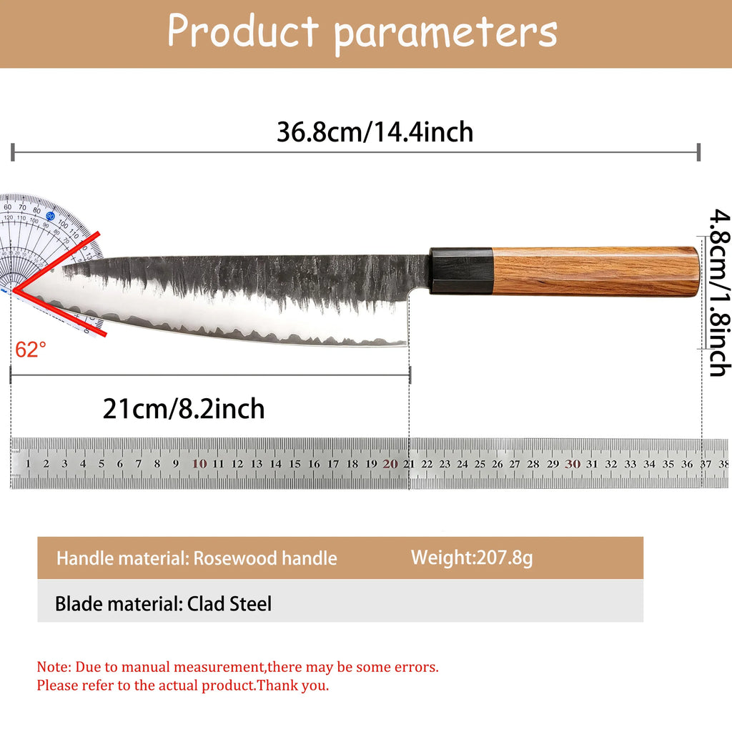 Hand Forged Japanese Chef Knife – Clad Steel Sushi Slicer