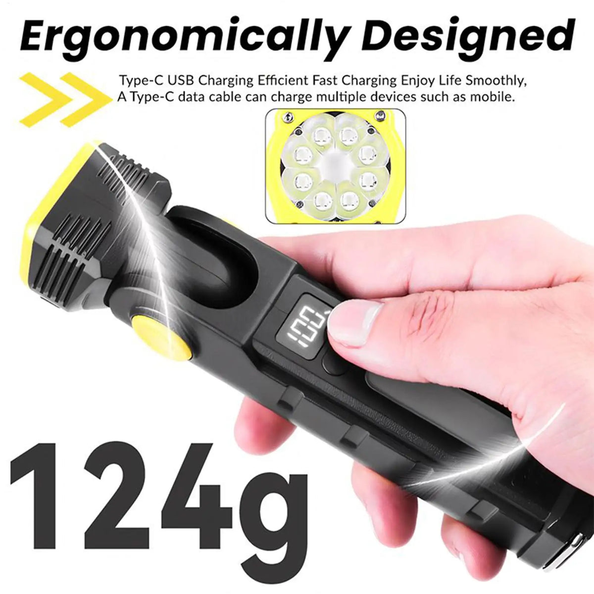 7-Mode Rechargeable LED Flashlight | Magnetic, Hook & IPX4