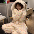 Women's Hooded Fleece Onesie Pajamas | Cartoon Print Sleepwear
