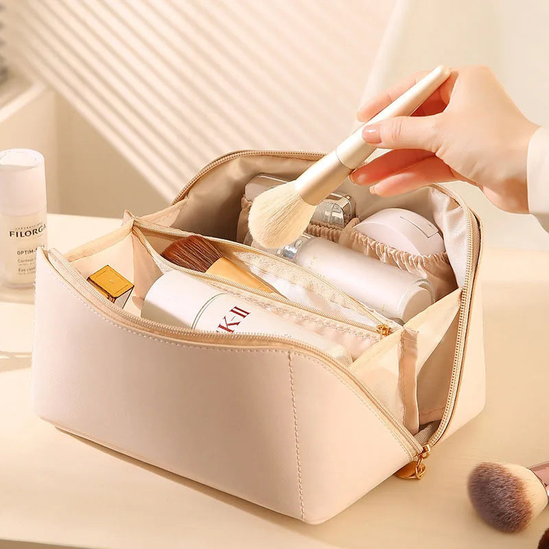 PU Pillow Travel Makeup Bag – Large Capacity Cosmetic Organizer