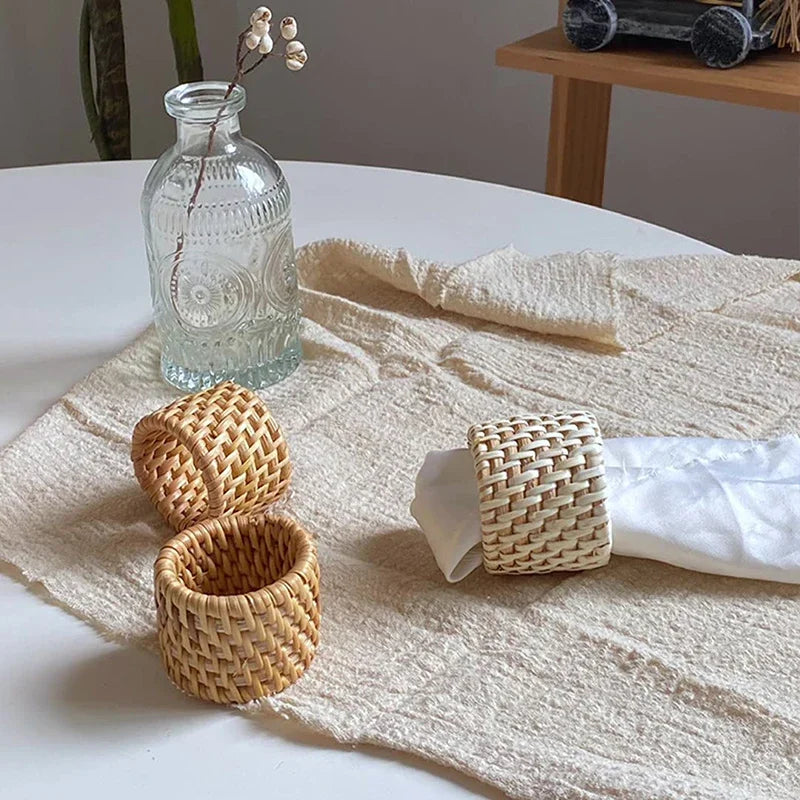 Handmade Rattan Napkin Rings | Rustic Woven Table Decor