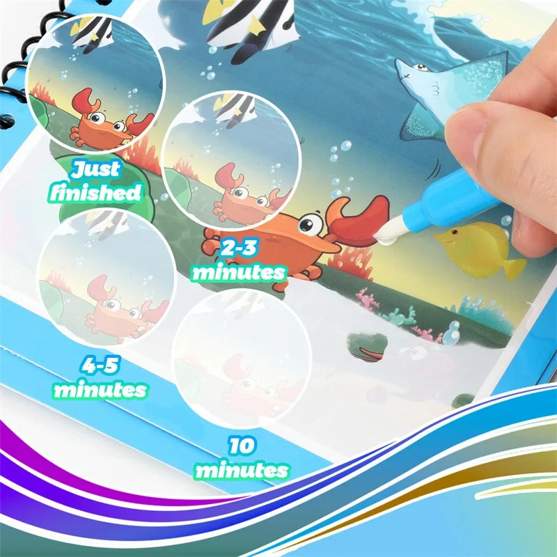 Water Drawing Books Educational Toy Kids Toddlers Reusable Graffiti