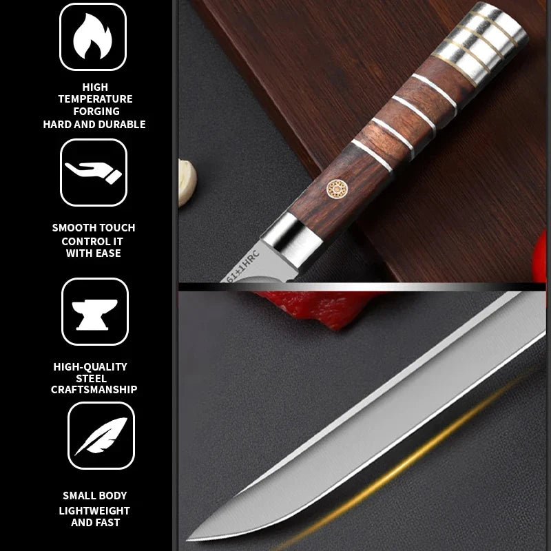 M390 Stainless Steel Boning Knife with Wood Sheath | BBQ