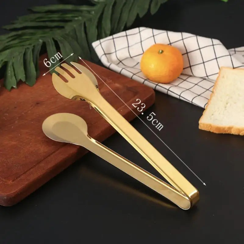 Gold Stainless Steel Food Tongs – Multi-Style Kitchen Serving