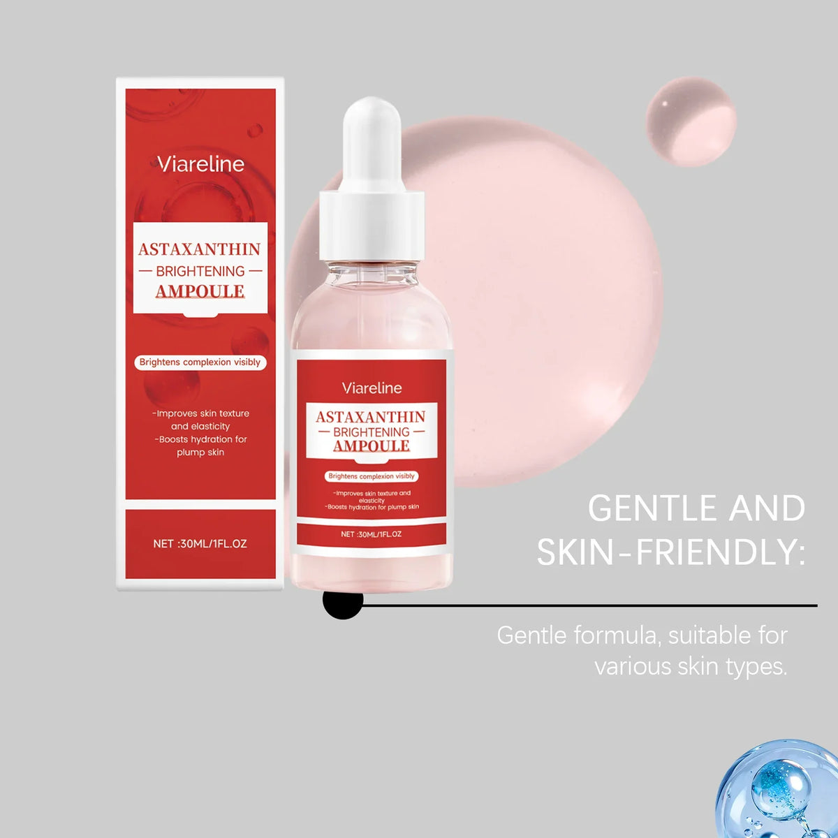 Viareline Astaxanthin Face Serum | Hydrating, Firming, Brightening