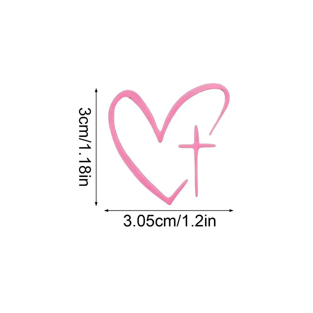 Heart Cross Car Mirror Stickers – Waterproof Decals 2-Pack
