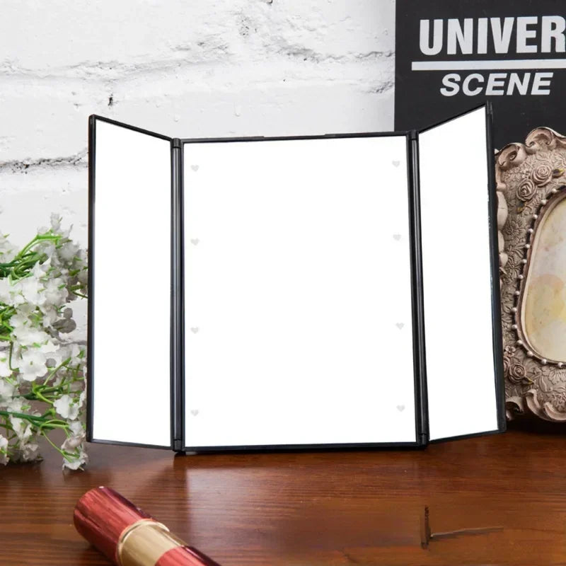 Compact Folding Pocket Makeup Mirror with LED Lights