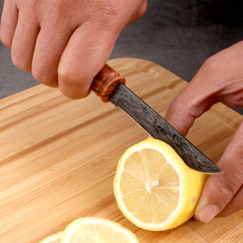 Damascus Pattern Utility Knife – Stainless Steel Paring Knife