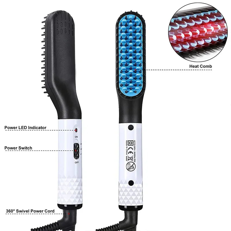 2-in-1 Hair Straightening Comb & Beard Styler | Fast Heating