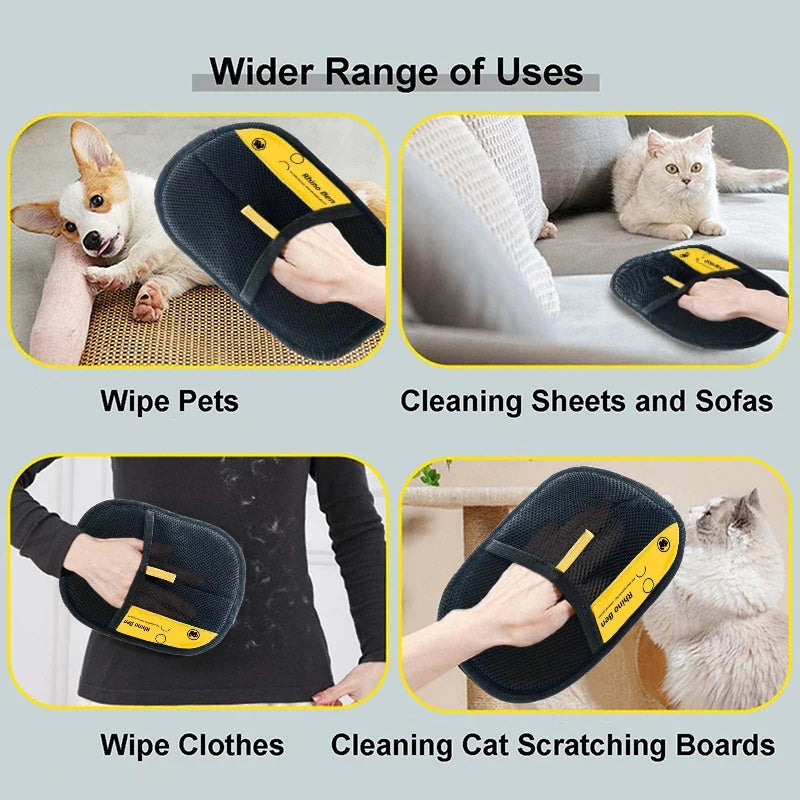 Pet Hair Remover Gloves – Silicone Grooming Mitts for Cats & Dogs