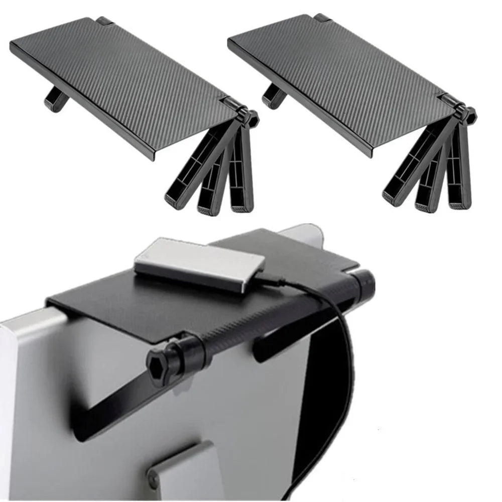 TV Monitor Top Shelf Organizer – Foldable 2-Tier Storage Rack