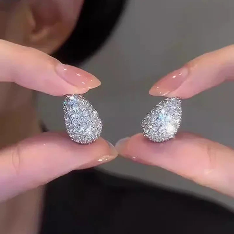 Huitan Cubic Zirconia Hoop Earrings – Wedding & Engagement Jewelry