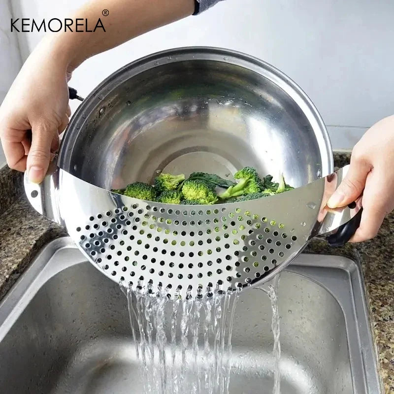 Stainless Steel Pot Side Strainer & Pan Drainer | KEMORELA