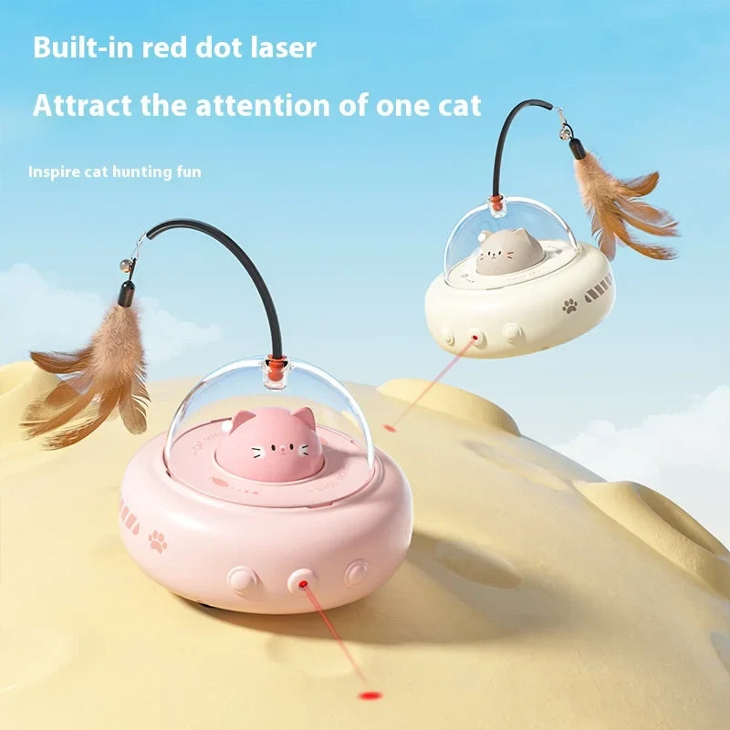 Smart Electric Cat Toy Auto Rotating Feather Wand Interactive Self