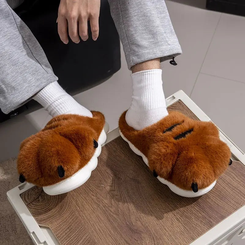 Lorilury Tiger Claw Fuzzy Faux Fur Slippers – Unisex Indoor Slides