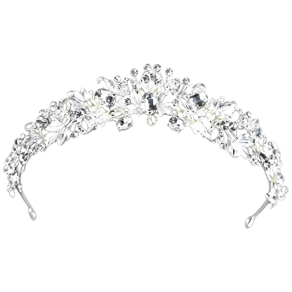 Bridal Rhinestone Crown Tiara – Gold & Silver Wedding Headpiece