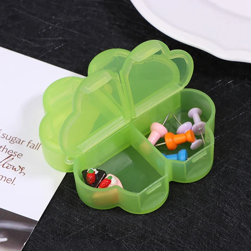 Four-Leaf Clover 4-Grid Portable Pill Organizer Box
