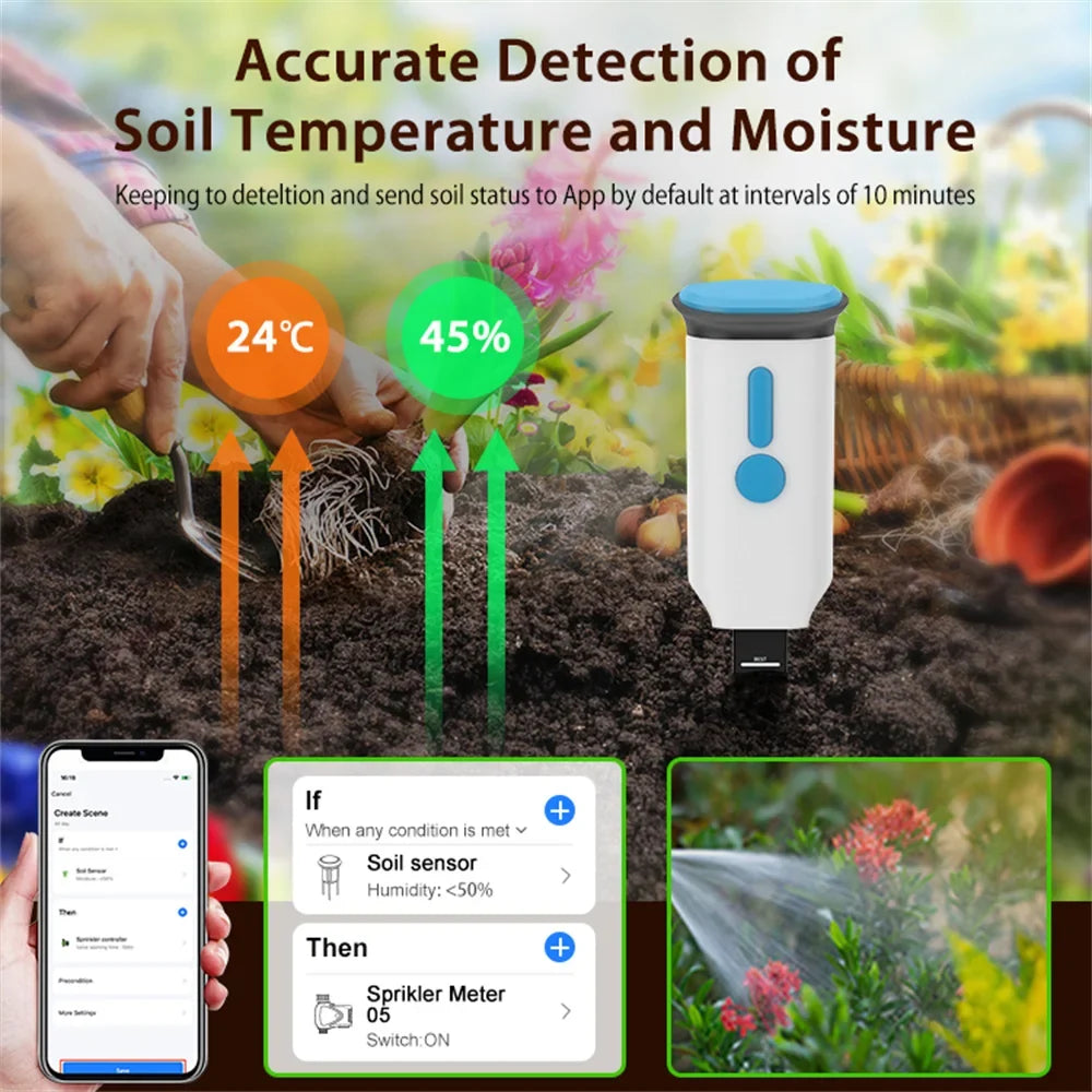 Tuya Wifi Smart Soil Sensor IP66 Waterproof BT 5 0 Garden Automatic