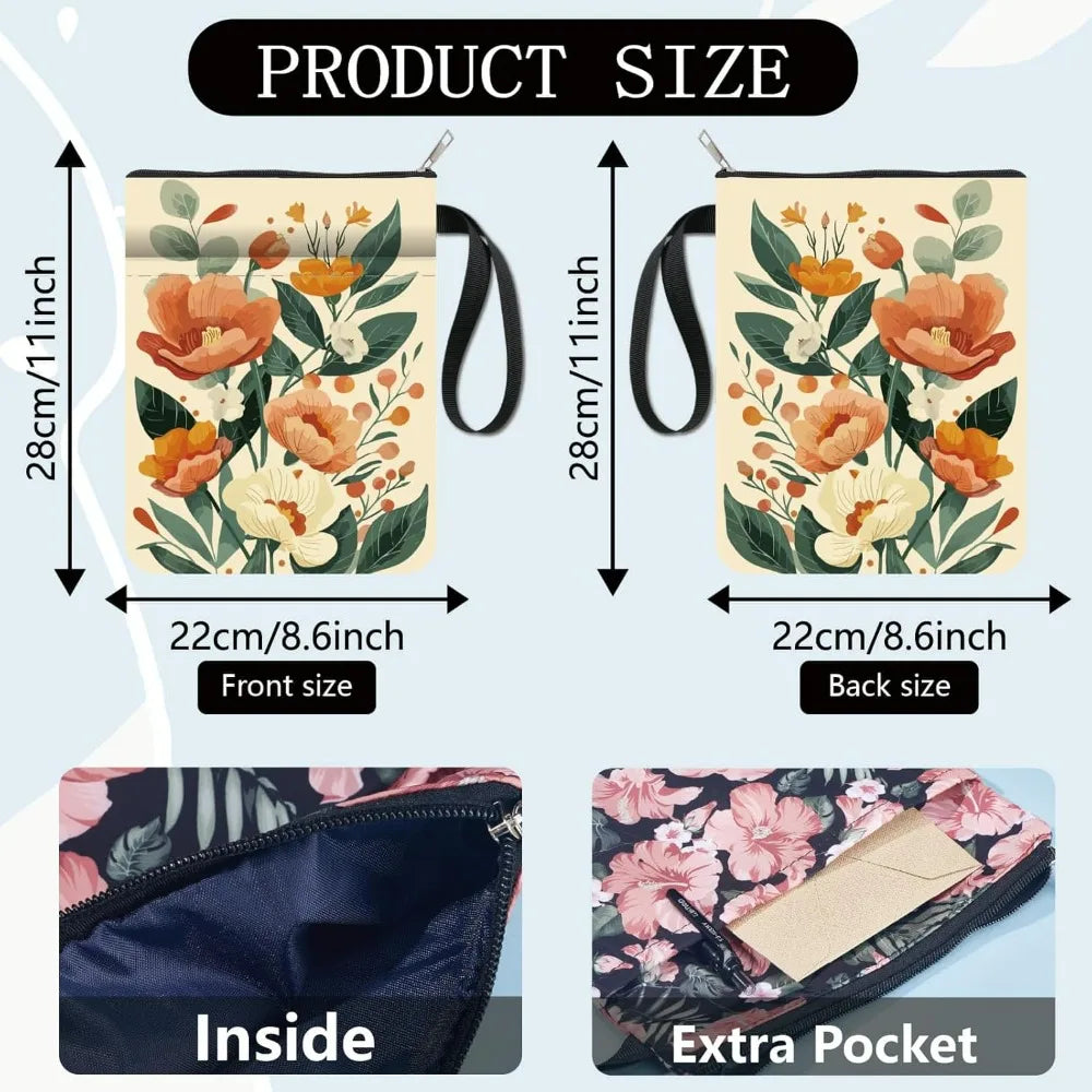 Vintage Floral Book Sleeve – Washable Fabric Cover & Zipper
